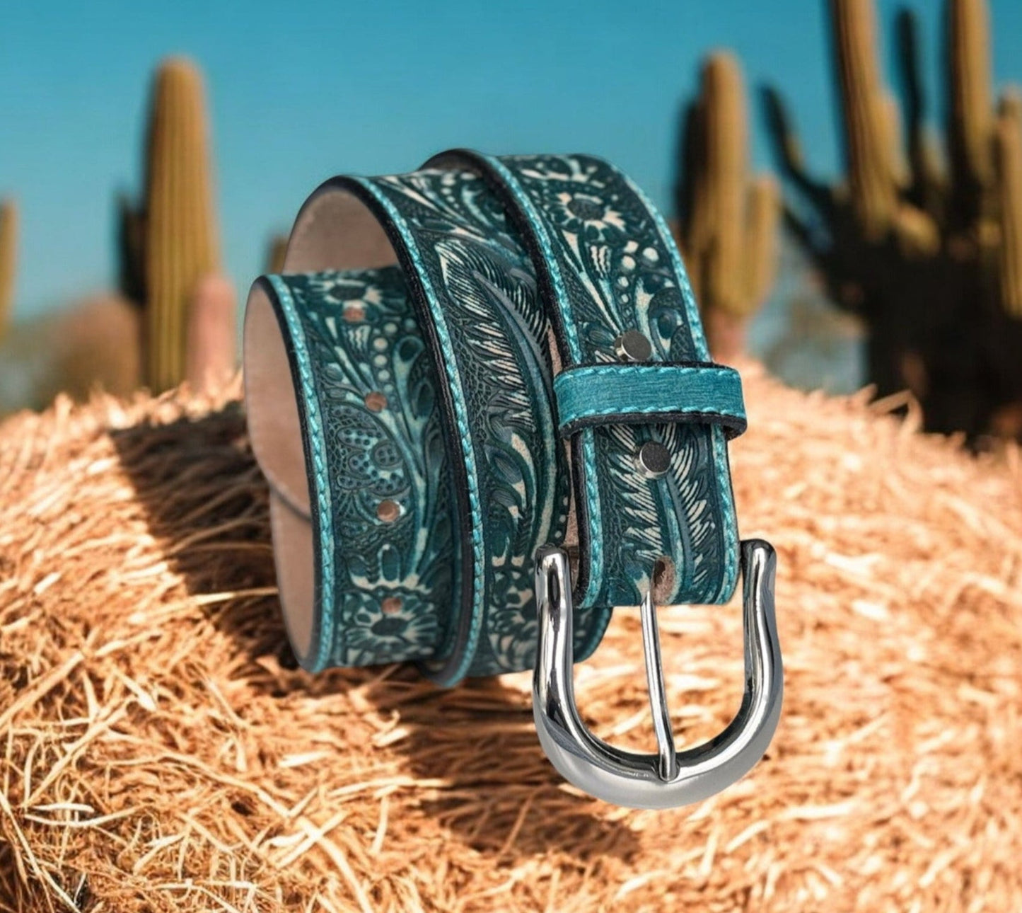 Western Black Leather Belt For Men With Removable Buckle