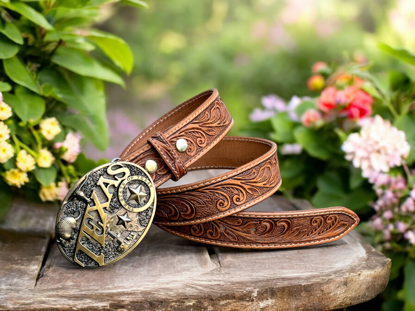 Western Genuine Leather Belt Strap For Men, Embossed Cowboy Tooled Removable Leather Buckle Belt, Ranch Gift Gun Belt for Dad