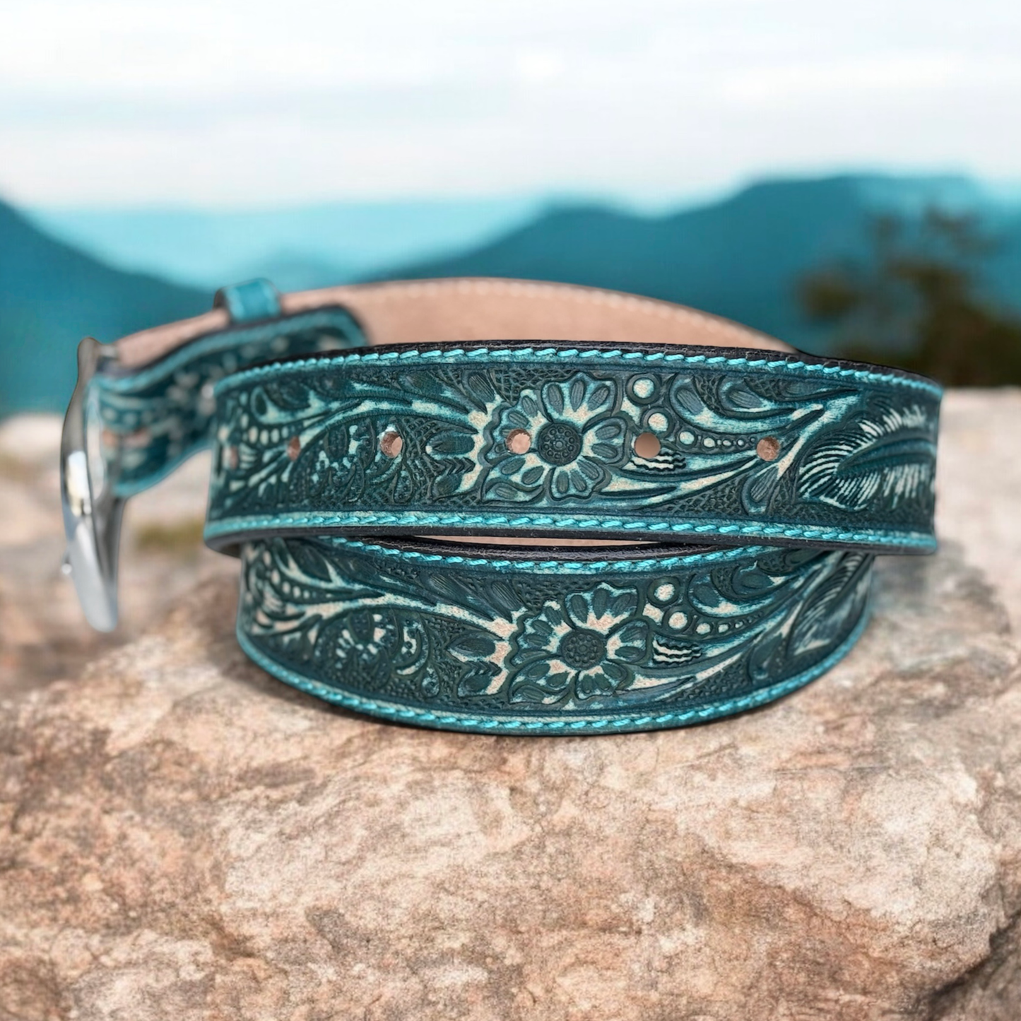 Western Black Leather Belt For Men With Removable Buckle