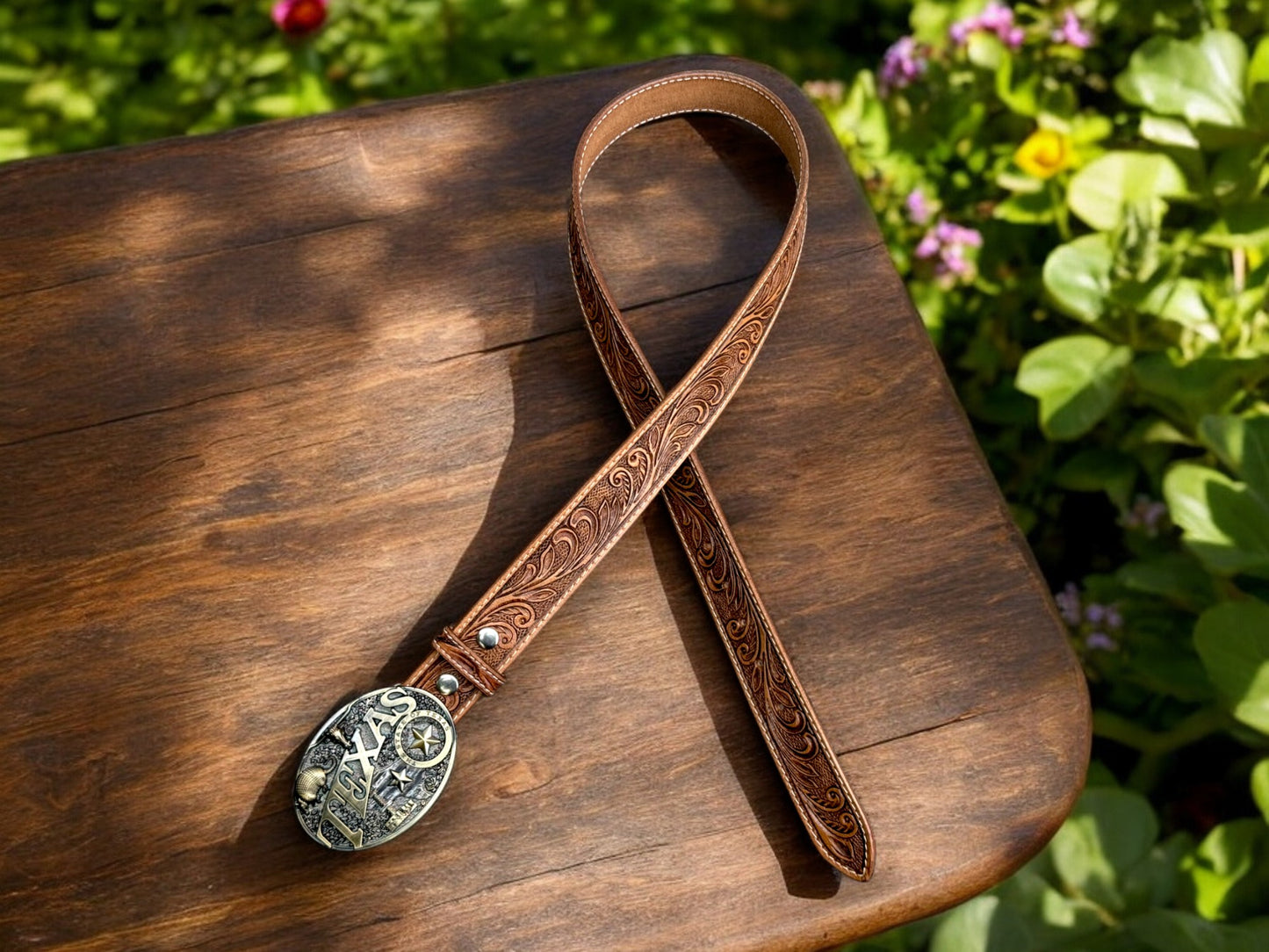 Western Genuine Leather Belt Strap For Men, Embossed Cowboy Tooled Removable Leather Buckle Belt, Ranch Gift Gun Belt for Dad