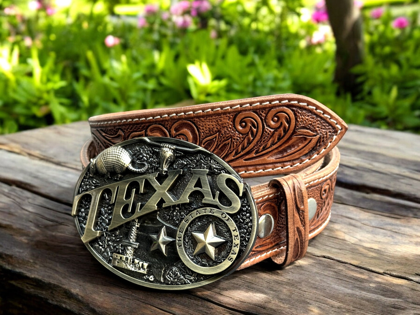 Western Genuine Leather Belt Strap For Men, Embossed Cowboy Tooled Removable Leather Buckle Belt, Ranch Gift Gun Belt for Dad
