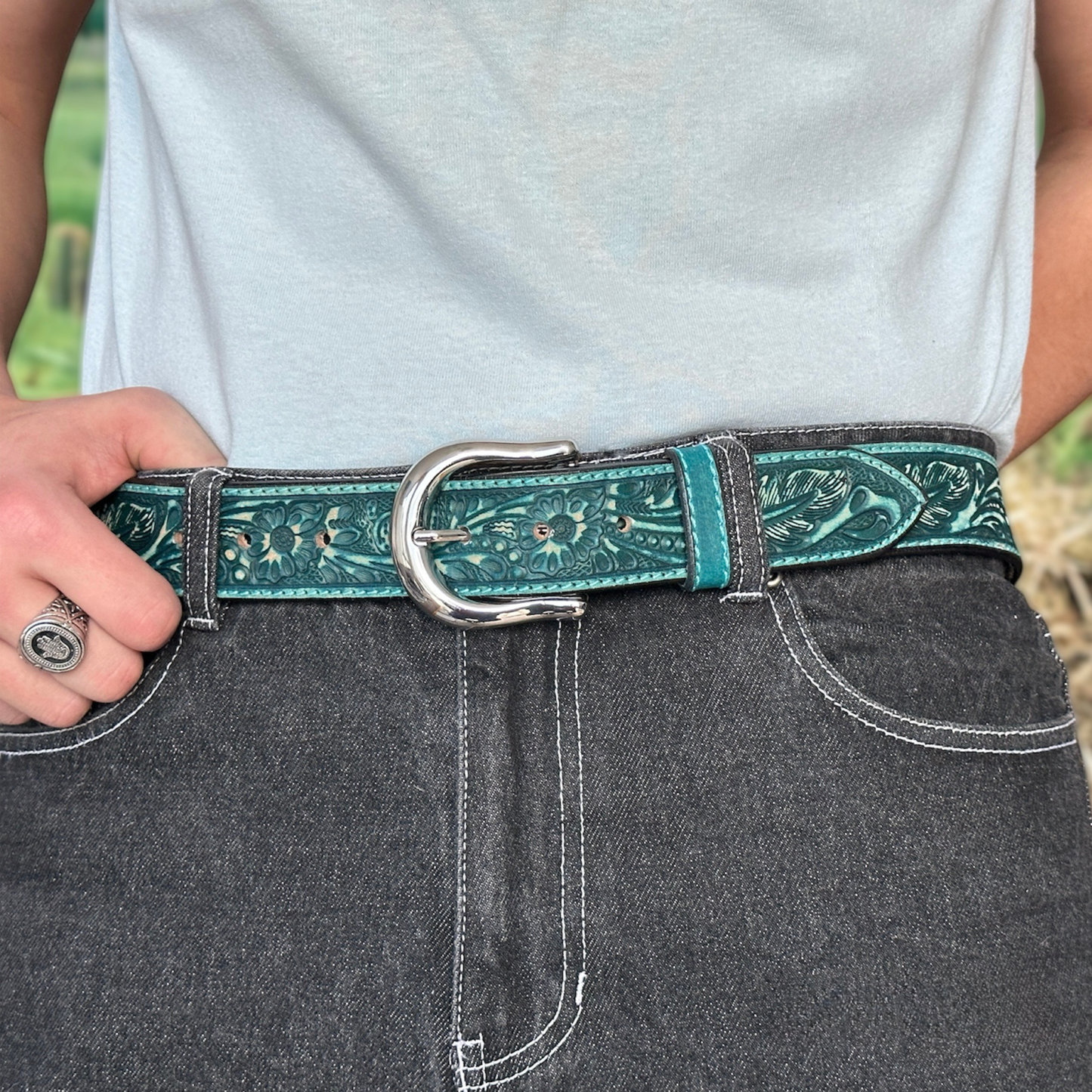 Western Black Leather Belt For Men With Removable Buckle