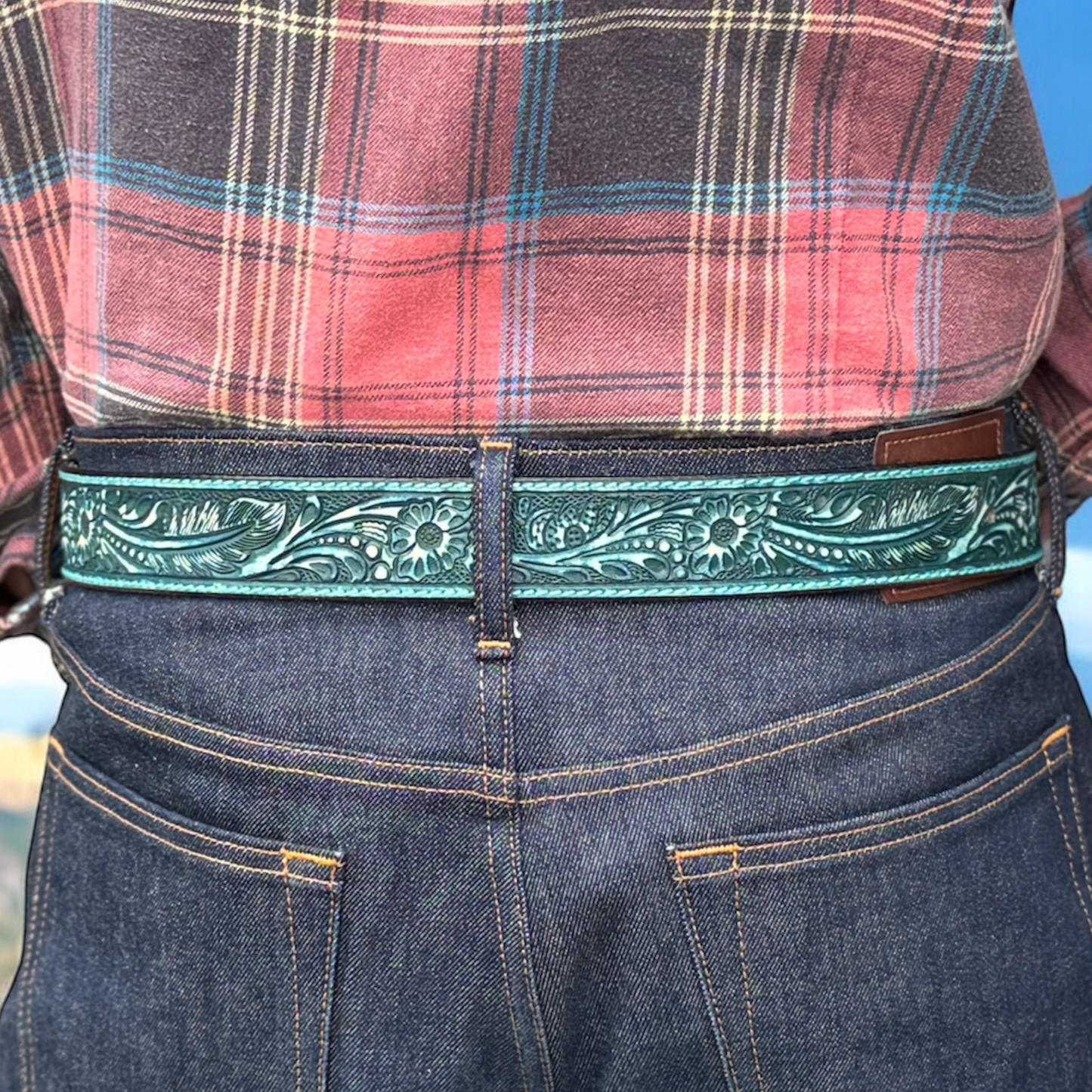 Western Black Leather Belt For Men With Removable Buckle