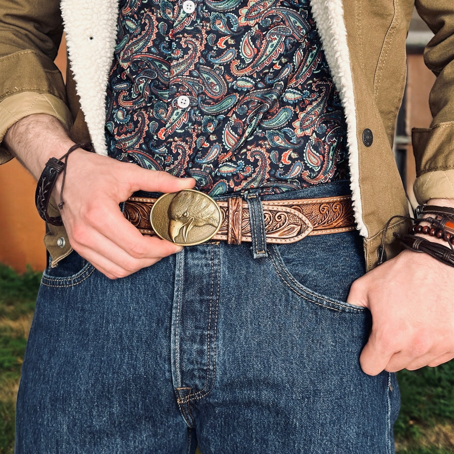 Western Cowboy Solid Brass Belt Buckle