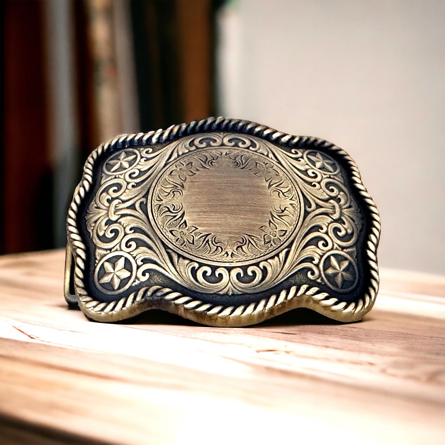 Personalized Western Belt Buckles Men Women, Initial Replacement Cowboy Rodeo Floral Belt Buckle for Removable Leather 1.5" Strap
