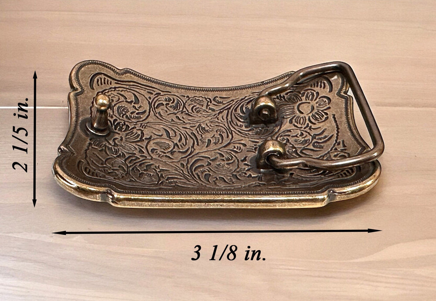 Floral Western Belt Buckle for Men Women, Solid Brass Cowboy Cowgirl Rodeo Removable Belt Buckle for 1.5" Leather Snap Belt Strap