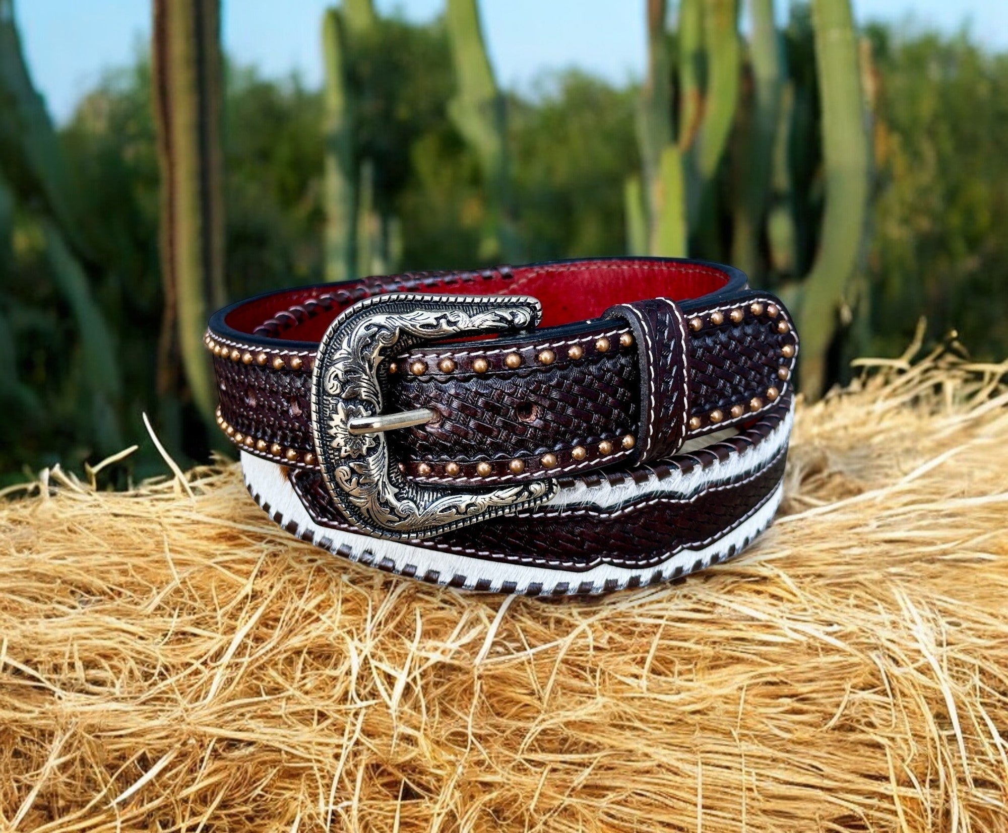Orlov Hill Tooled Leather Western Belt - Cowhide, Casual & Work Wear, Brown